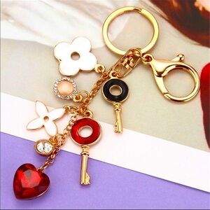 DESIGNER Inspired Flower and Heart Keychain/ Purse Charm